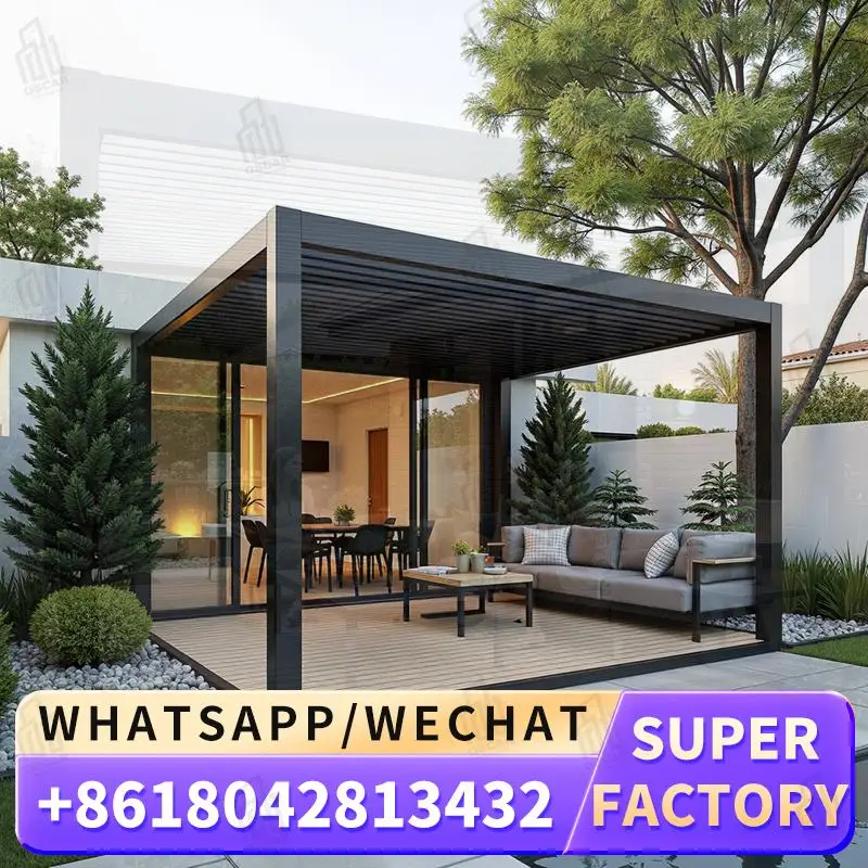 

Louvered Motorized Modern Waterproof Aluminium Outdoor Pergola for Patio Garden Balcony pergola