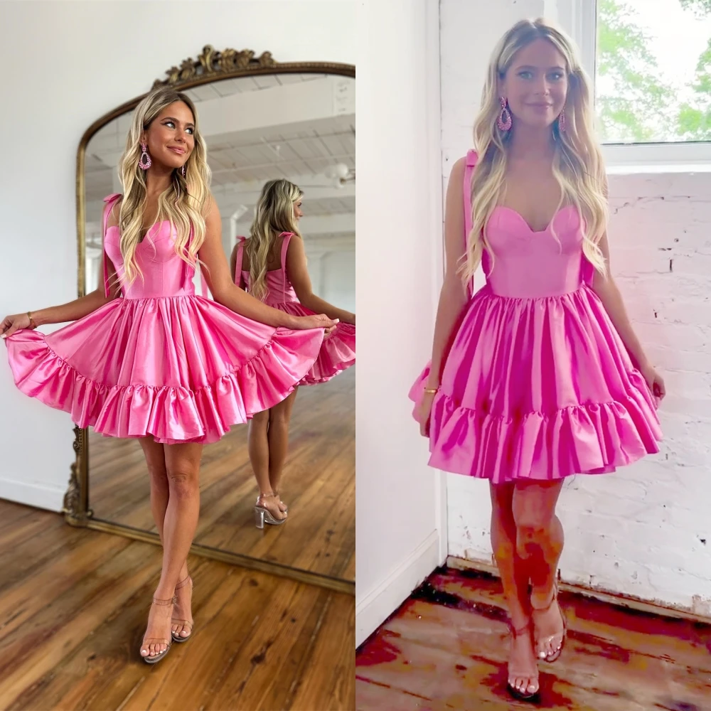 

Fashion Sweetheart Ball Gown Mini Cocktail Dresses Bows Satin Formal Occasion vestidos para mujer elegantes y bonitosفساتين