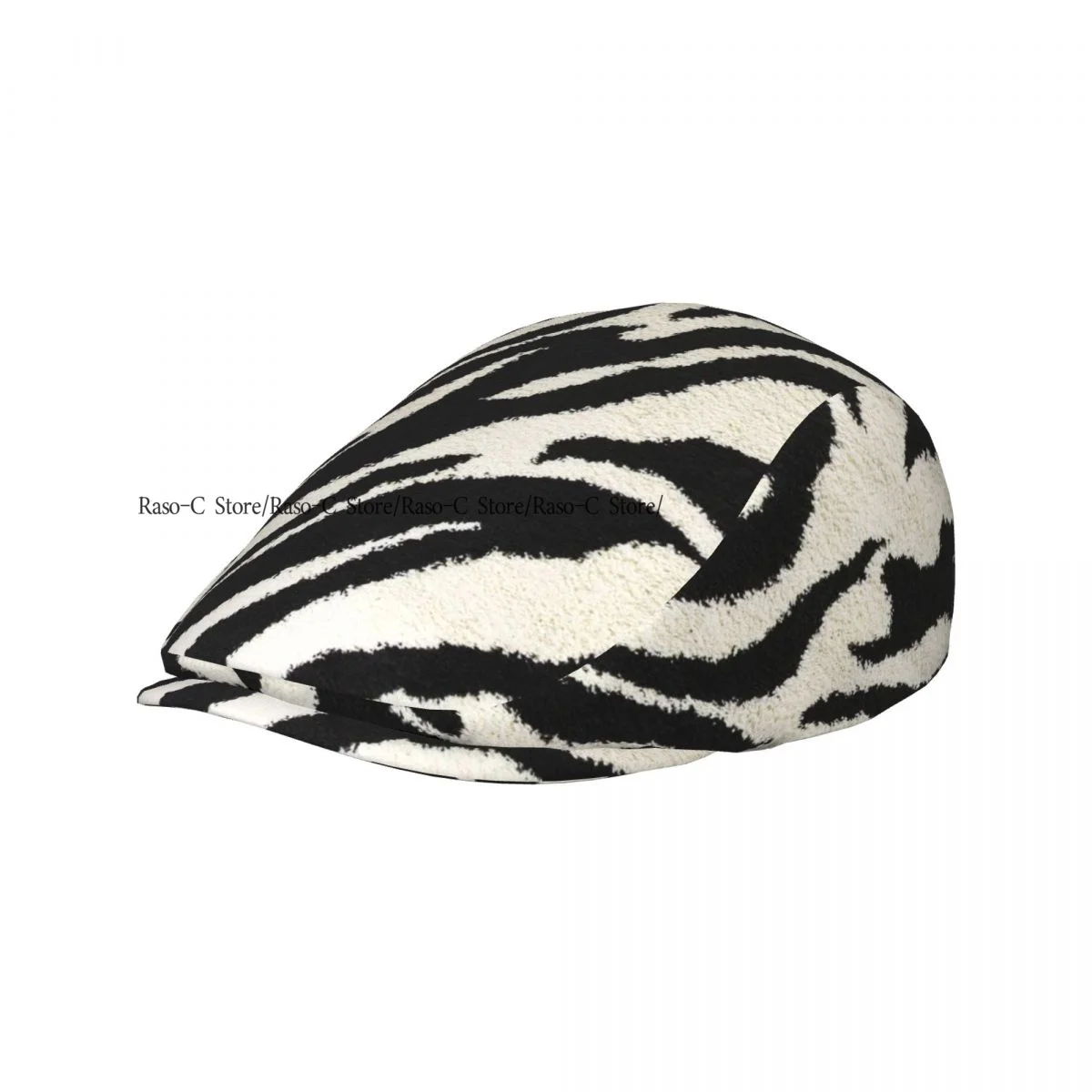 British Gatsby Newsboy Cap For Adults Zebra Print Flat Peaked Cap Autumn Winter Beret Hat