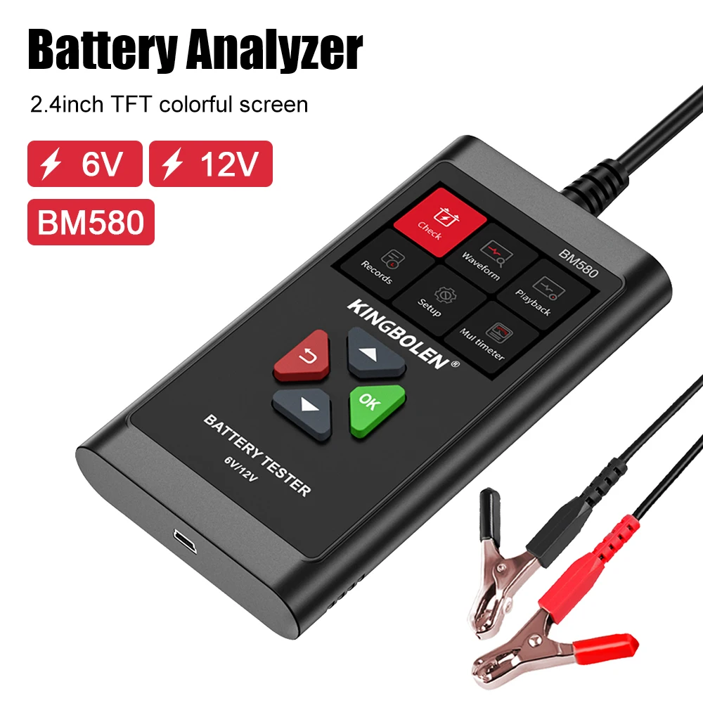 CCA Circut Analyzer Car Battery Tester BM580 For Wet/GEL/Lead-acid Battery 12V 6V Auto Accessories Charging Cranking Test