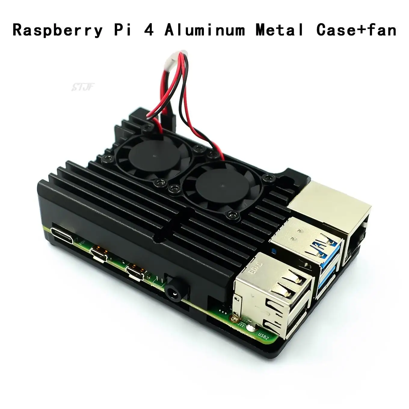 Raspberry Pi 4/3 Aluminum Case with Dual Cooling Fan Metal Shell Black Enclosure for RPI 4B/3B/3B+