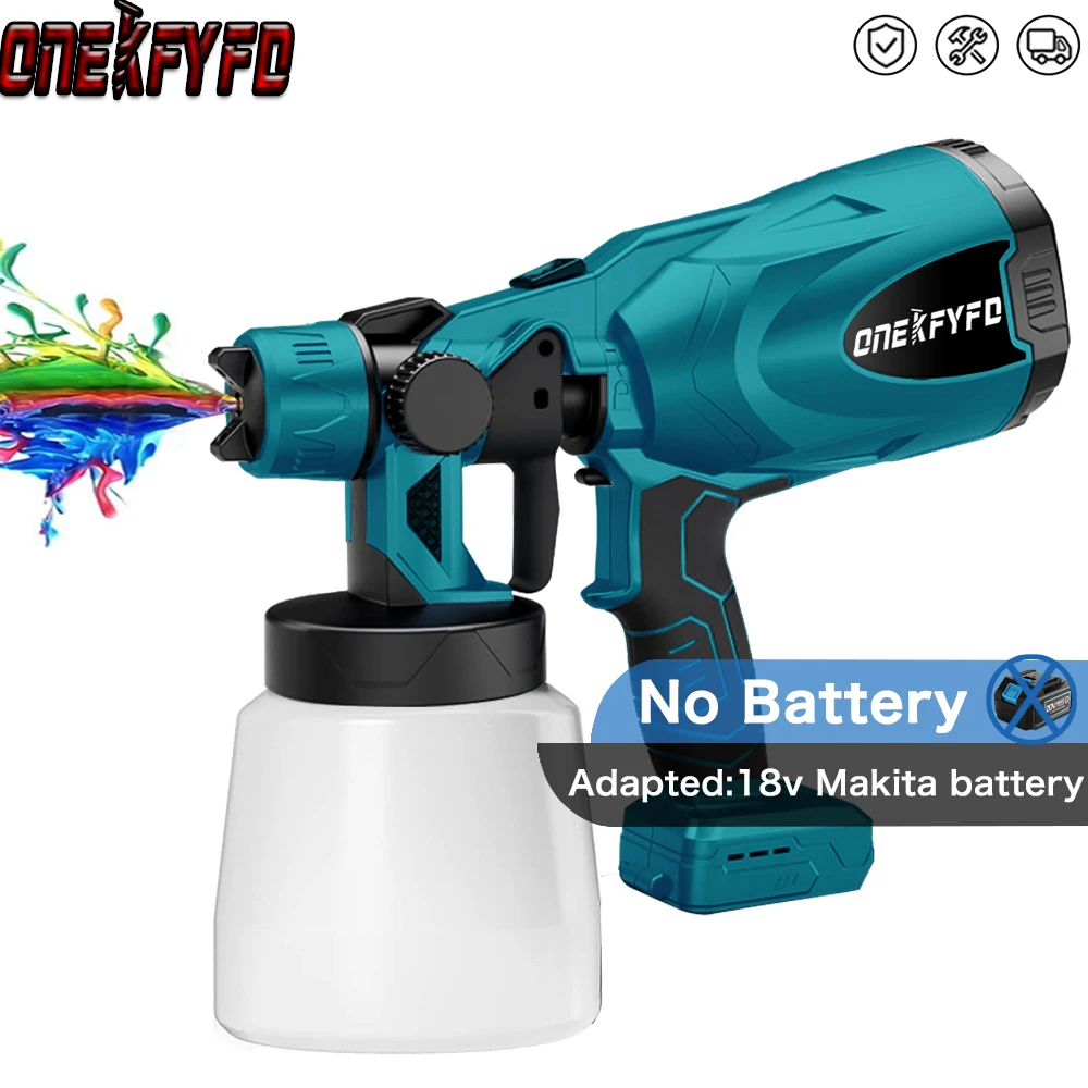 Agregado Familiar Pistola Elétrica Pulverizador de Tinta Auto Home Furniture Steel Coating Airbrush Makita 18v sem Bateria 800ml