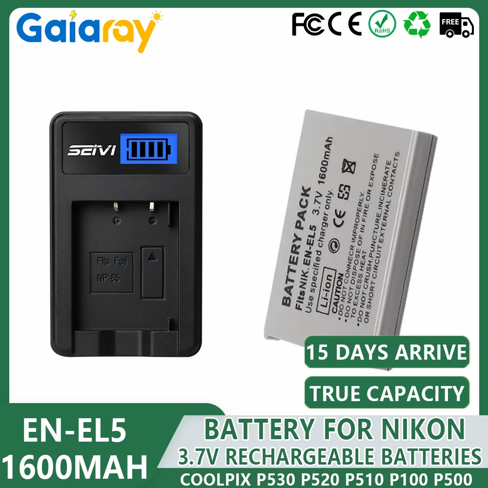 1-4pcs EN-EL5 ENEL5 Battery +LCD Charger for Nikon Coolpix P530 P520 P510 P100 P500 P5000 P5100 P6000 3700 4200 Camera Batteries