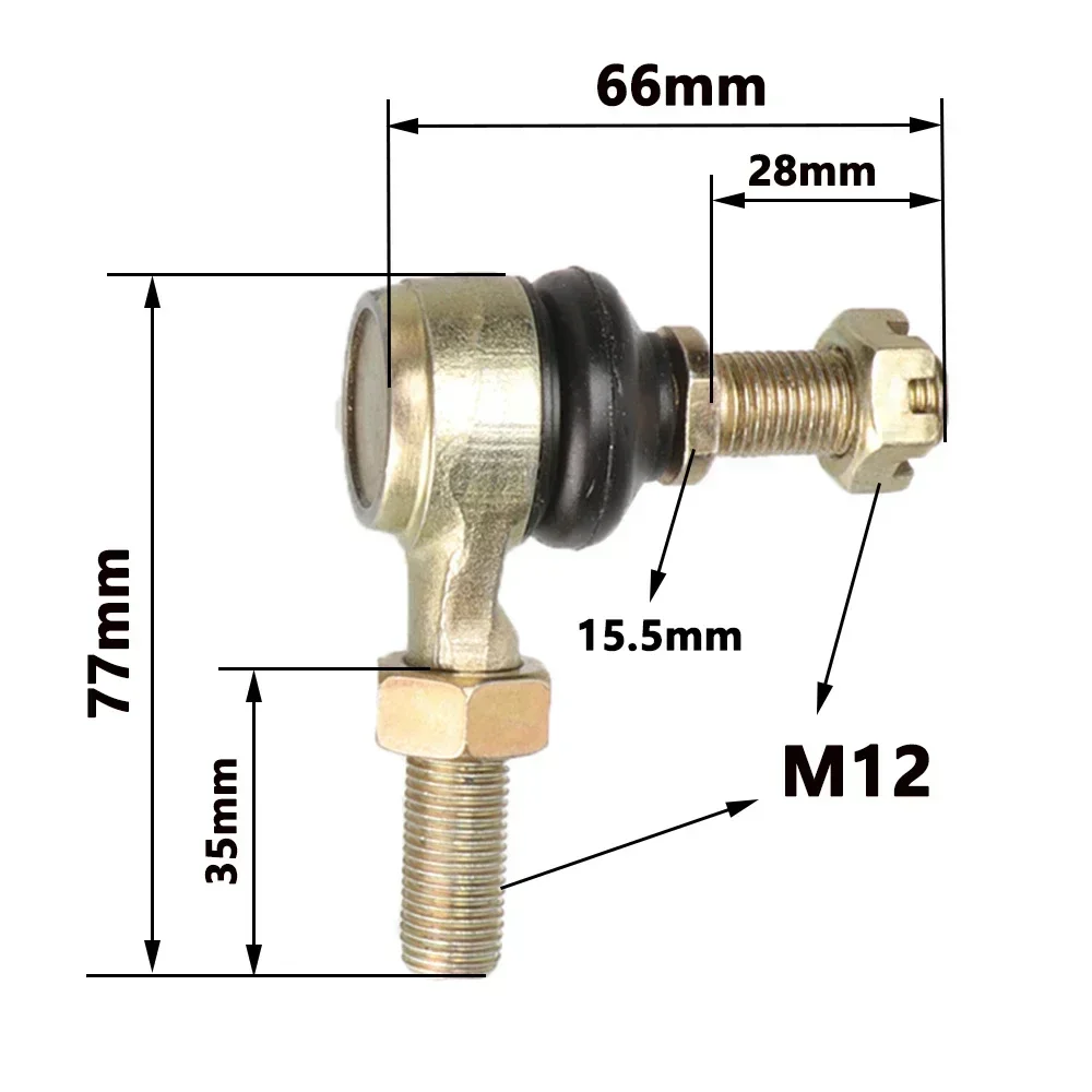 1/2 Pair M12-M12 Tie Rod End Kits Ball Joint Fit For China ATV 250cc 300cc Go Kart Karting Quad Bike Steering Tie Rod End Kits