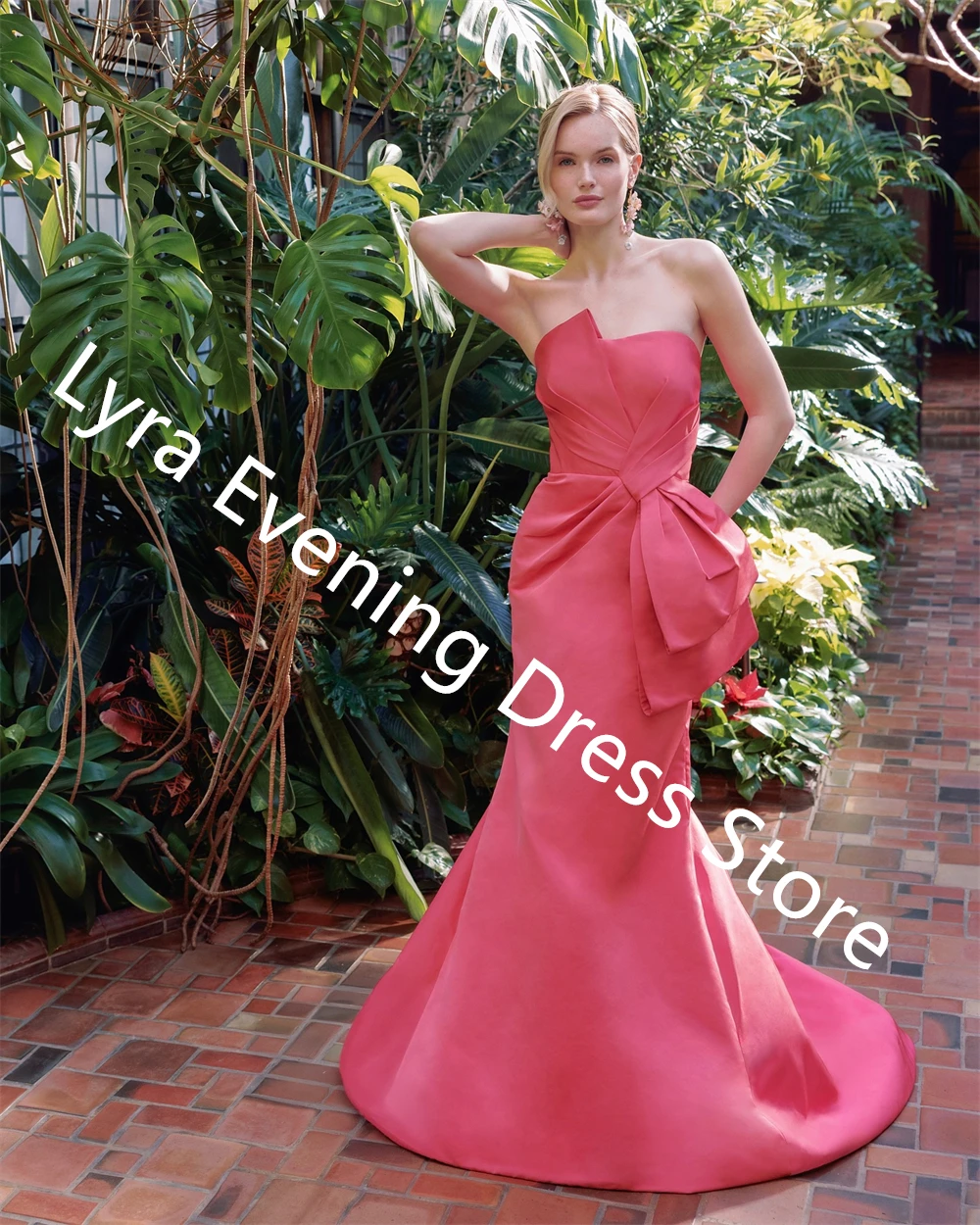 Vestido de noche de Jersey rojo de moda personalizado, vestidos de celebridades sin tirantes de sirena, vestidos de ocasión delicados a medida