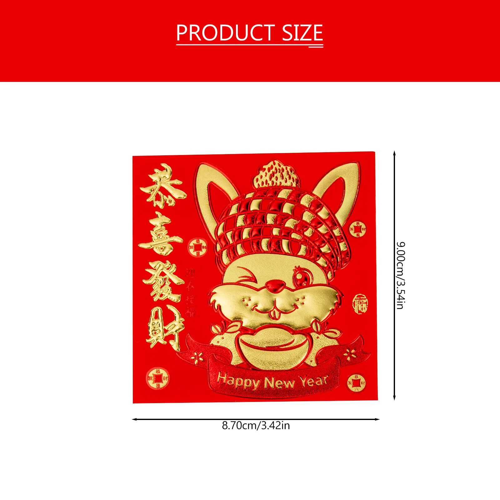 66Pcs Year of The Rabbit Red Envelopes Bright Cartoon Pattern Folding Money Bags Festive Lunar New Year Cash Packets Decorative