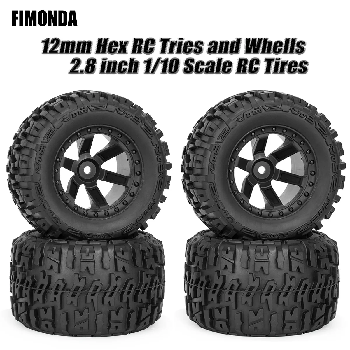 

12mm Hex RC Wheels and Tires 1/10 Scale 2.8 RC Truck Tires Wheels for Traxxas Tire Wheels Arrma Tire Wheel Redcat Volcano Tire