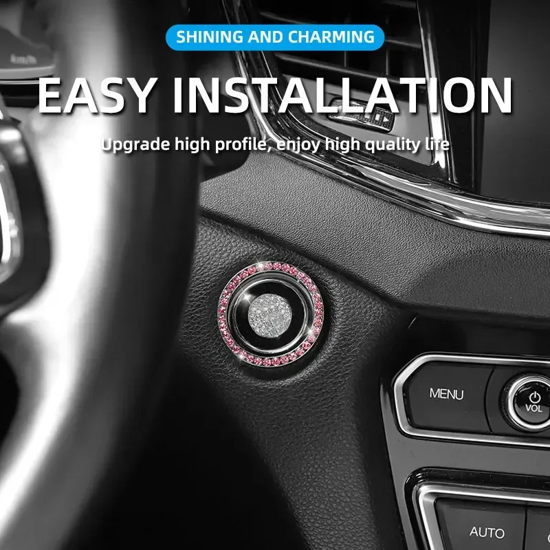 

One-click start sticker. Car starting switch button. Automotive decoration using diamond decals.