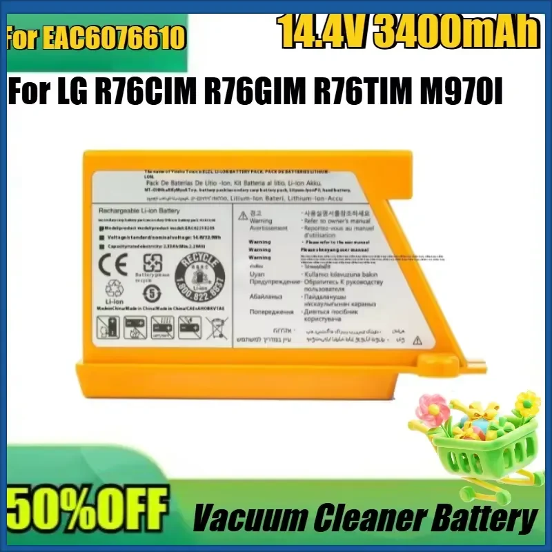 

New 14.4V 3400mAh High Quality Battery for LG R76CIM R76GIM R76TIM M970l Vacuum Cleaner Lithium Battery EAC6076610