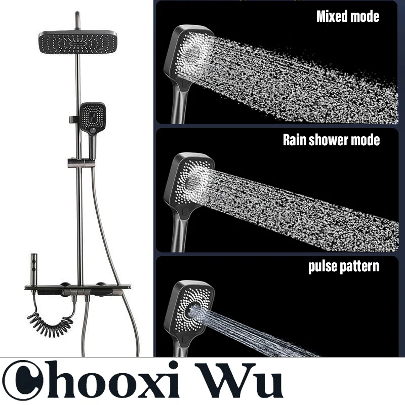 

CHOOXIWU-Bathroom simple shower set, intelligent digital display, piano-style buttons,