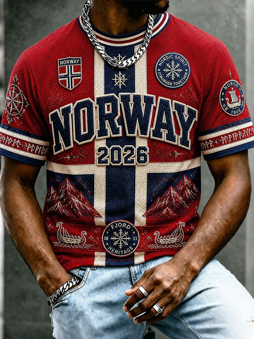 2027 Summer Norwegian Men's Football Training Shirt 3D Printed Sweat-Repelling and Breathable Family Couple Style T-Shirt