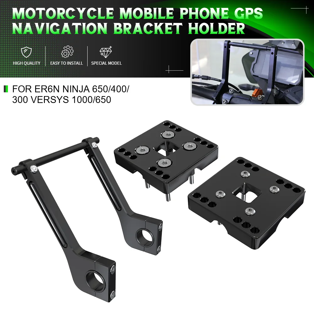 

For KAWASAKI ER6N NINJA 650/400/300 VERSYS 1000/650 Motorcycle GPS Mounting Adapter Above Instruments Navigation Bracket Holder