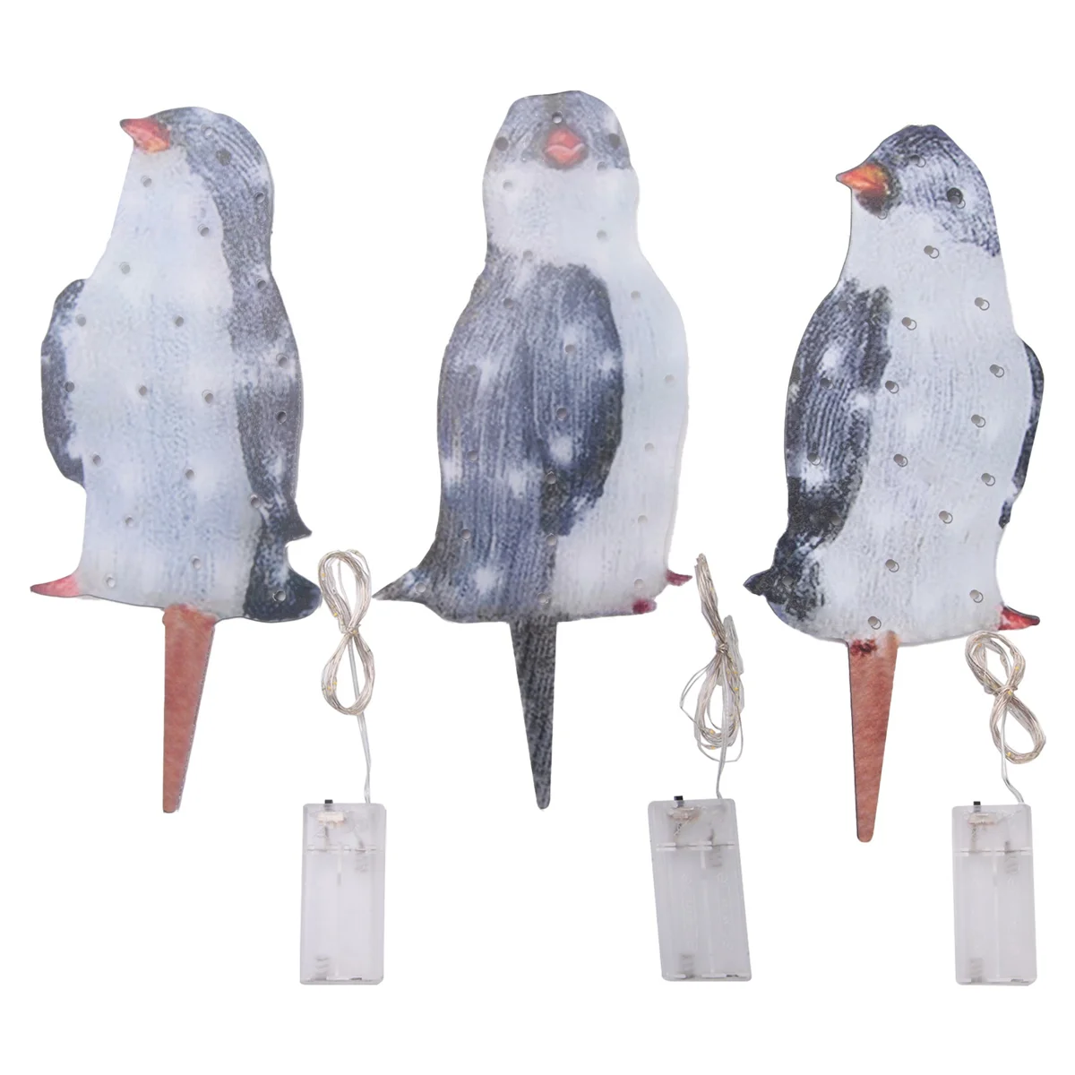 3PCS Light-Up Penguin Holiday Decoration, LED Christmas Lighted Penguin Outdoor Decorations Christmas Ornaments , S