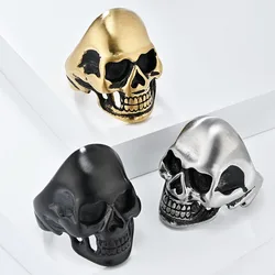 European And American Retro Matte Brushed Hip-hop Skull Stainless Steel Men's Ring Jewelry