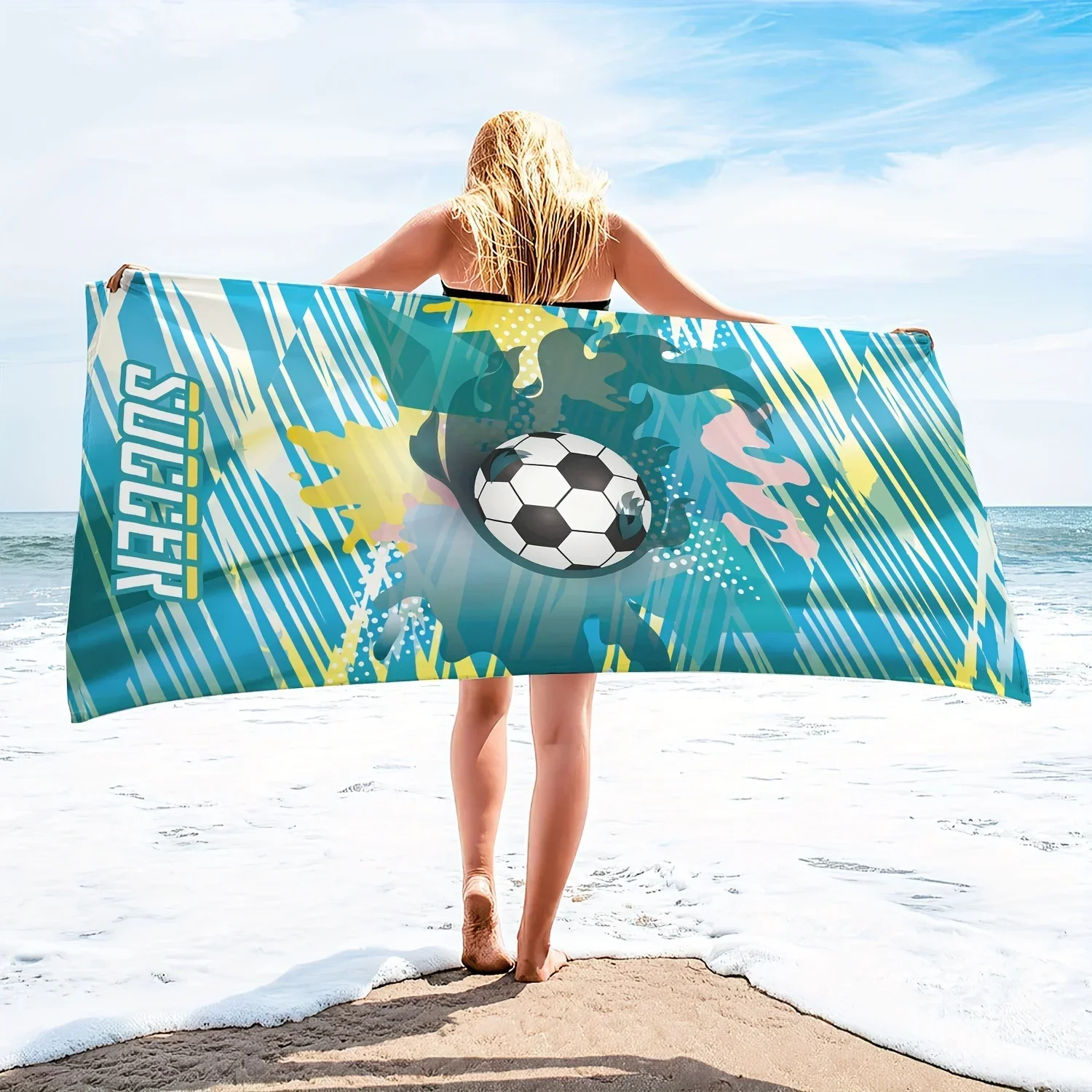 Football Microfiber Beach Towel, Sports Aesthetics Oversized Bath Towel, Durable Quick Drying Sunscreen Easy To Clean