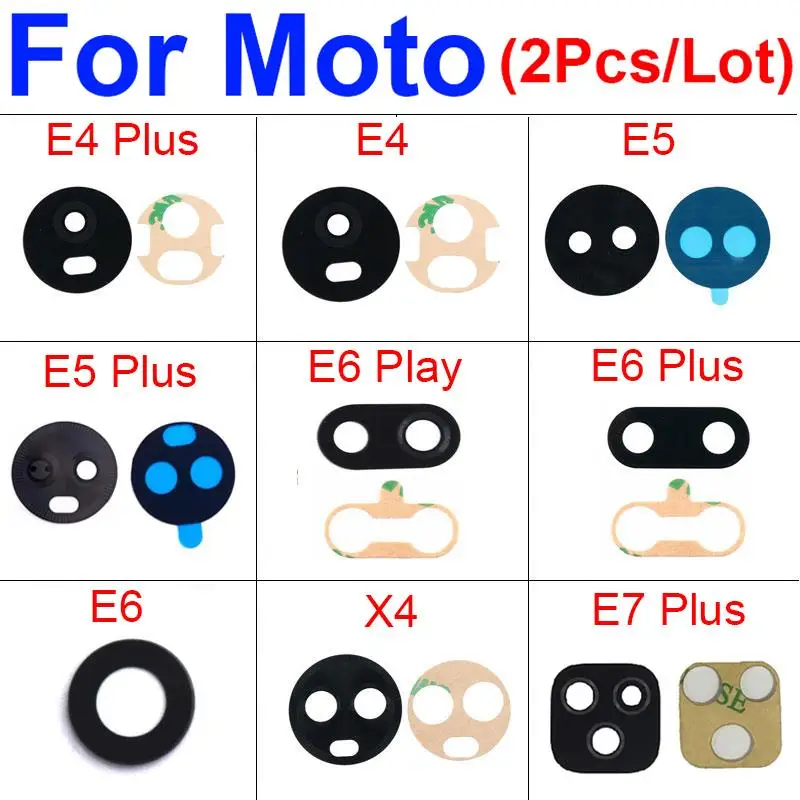 2PCS Rear Camera Glass Lens For Moto Motorola E4 E5 E6 E7i Power Play Plus X4 E6s E20 E 2020 Back Mian Camera Lens Glass Sticker