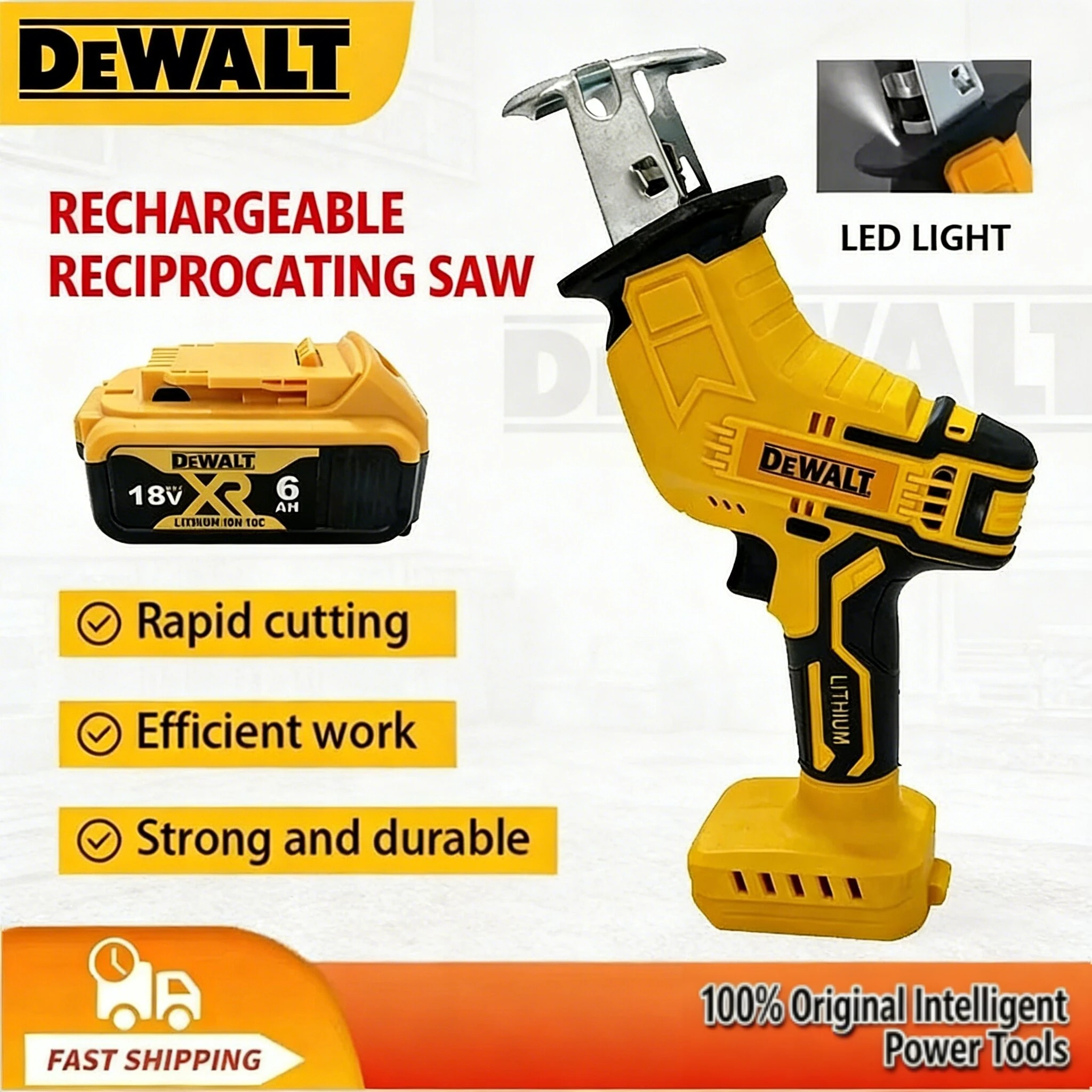 

Dewalt 2800RPM Cordless Reciprocating Saw 20V Brushless Electric Saw Multifunctional Metal Wood Pipe Cutting Saw Power Tool