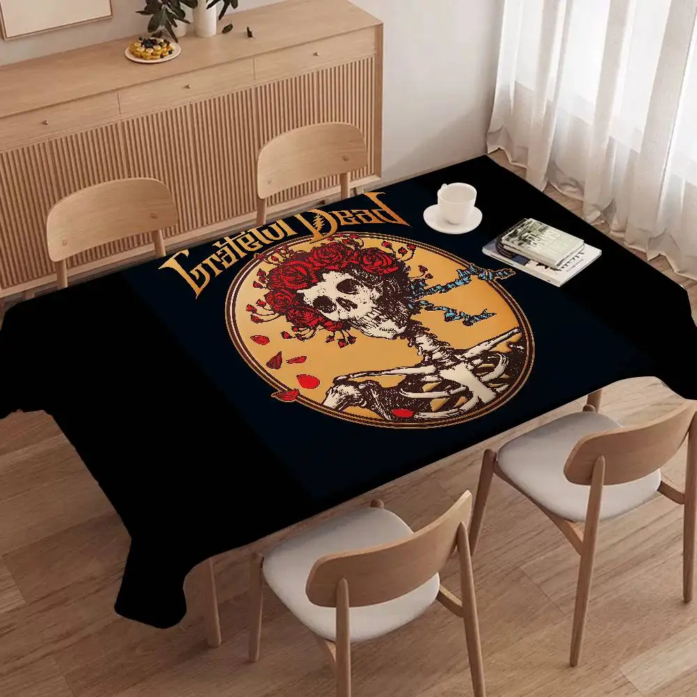 G-Grateful Dead Psychedelic Rock Tablecloth Birthday Party Wedding Christmas Table Cover Wipe Desk Cloth Decor Covers Rectangle