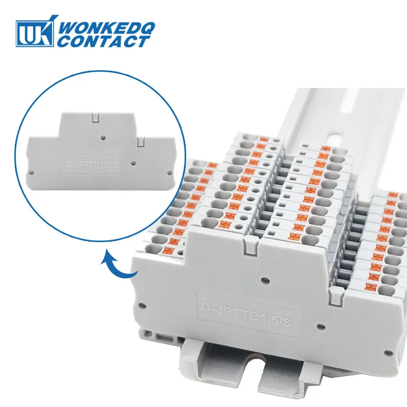 1Pc D-PTTB 1.5/S End Cover PTTB1.5/S Dubbele Niveau Connector Din Terminal Blok Accessoires Pttb 1.5mm Plastic Barrière End Plate