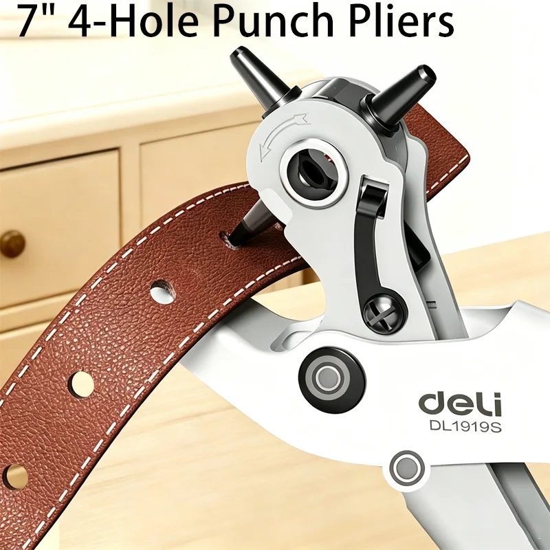 7 Inch Hole Punch Pliers Hand Tools 4 Round Holes 1.5/2/2.5/3mm for Leather Belt Paper Card Plastic DIY Craft Metal Grommet