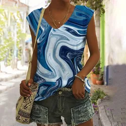 Fashion Summer Colored Tassels 3D Print Tank Tops Women Streetwear Oversized V-Neck Vest Off Shoulder Sleeveless Woman Camisole