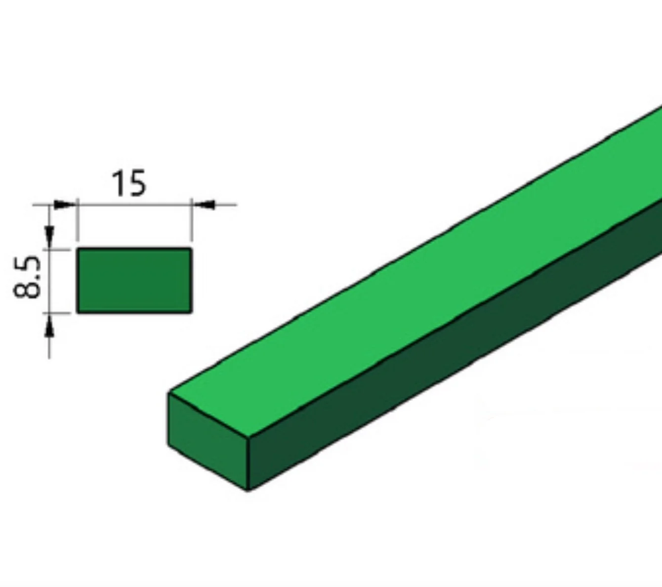 

10Meters 15x8.5mm PE Wear-Resistant Strip Conveying Machinery Baffle Anti-collision Plastic Plate Plane Cushion Strip