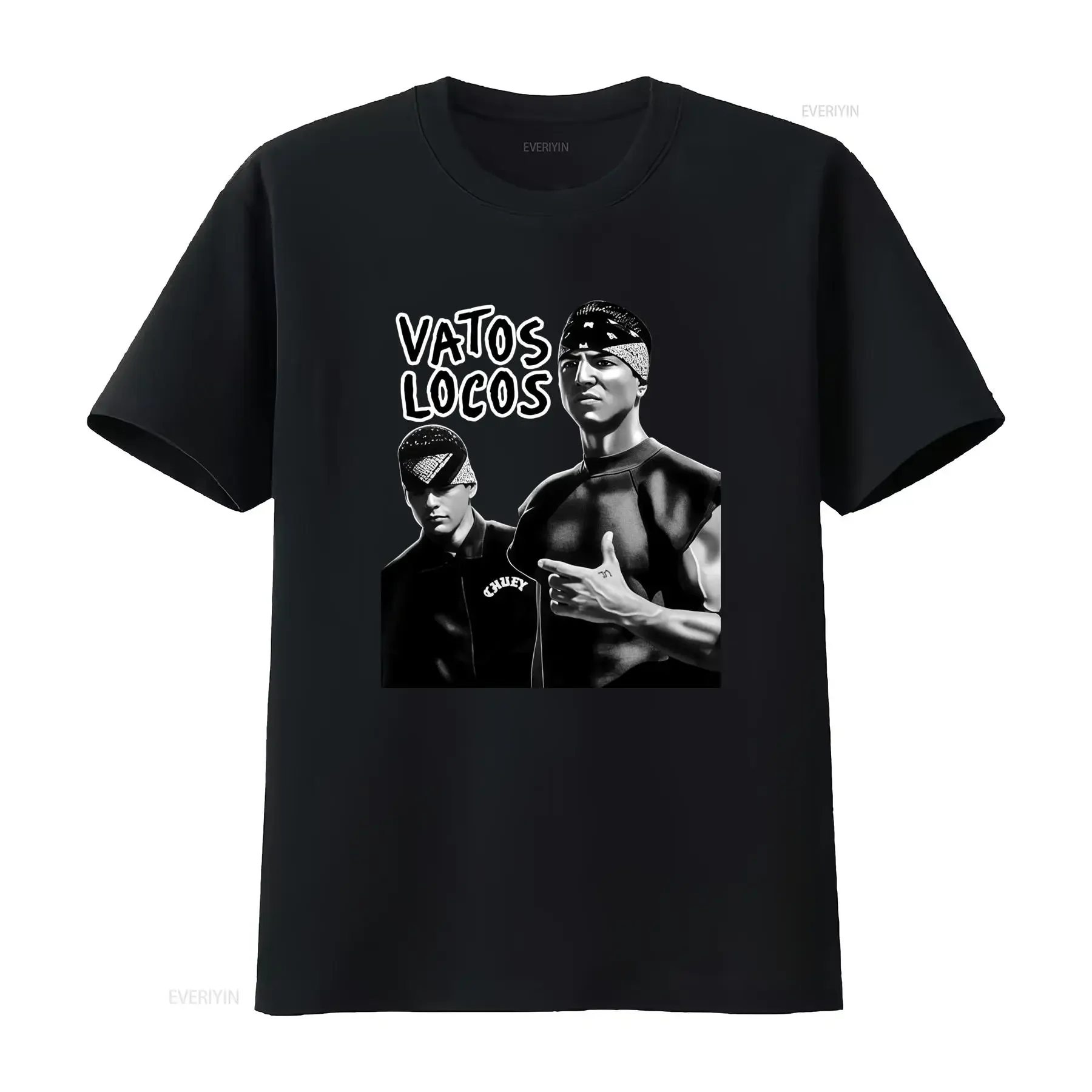 Streetwear Vatos Locos Chicano Black White Print Cool Hip Hop Casual T Shirt vintage Washed Comfortable streetwear fashion