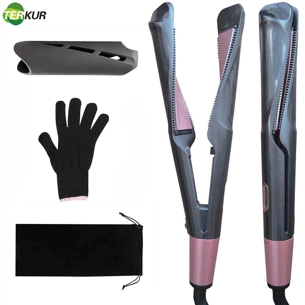 Curling Wand Hair Straightener Curler 2 in1 Ceramic Twisted Flat Iron LCD Digital Display Wet and Wavy Bundles Styling Tools