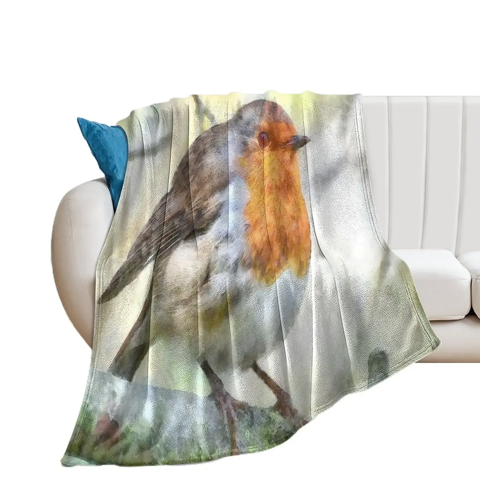 Christmas Robin Redbreast Winter Watercolor Throw Blanket Blankets Sofas Of Decoration warm winter Thermals For Travel Blankets