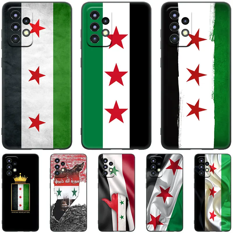 Syrian Syria Flag Black Case For Samsung Galaxy A04S A04E A12 A13 A14 A22 A23 A32 A33 A34 A50 A51 A52S A53 A54 A70 A71 A72 A73