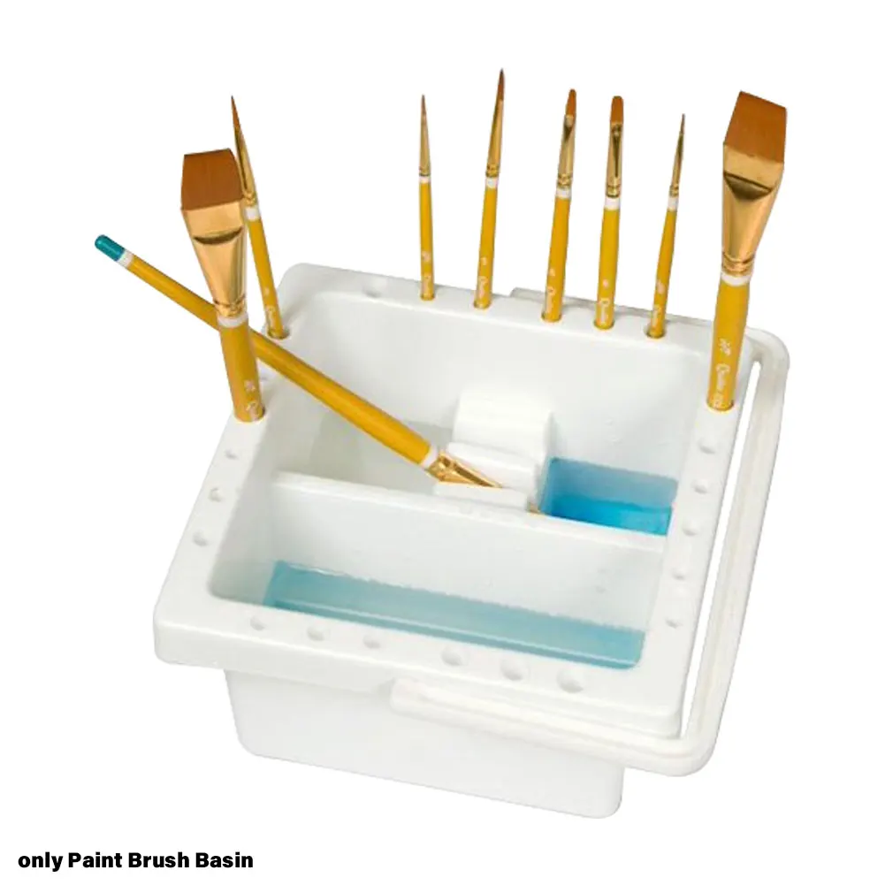 ถังพลาสติกใส่แปรงทาสีน้ำ24รูสำหรับนักเรียนถังทำความสะอาดอ่างล้างหน้าพร้อมฝาปิดใช้งานได้จริงสำหรับโรงเรียน