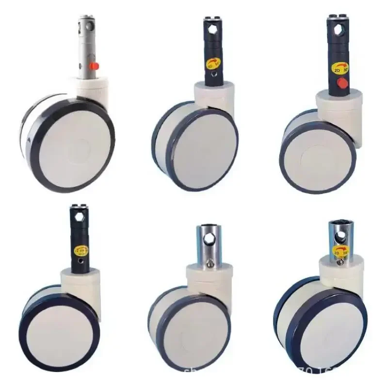 1 Pcs 5-inch High-Quality M16/M28/M32 Medical Universal Wheel Silent Center Control Caster Bed Brake Rubber Wheel for Furniture