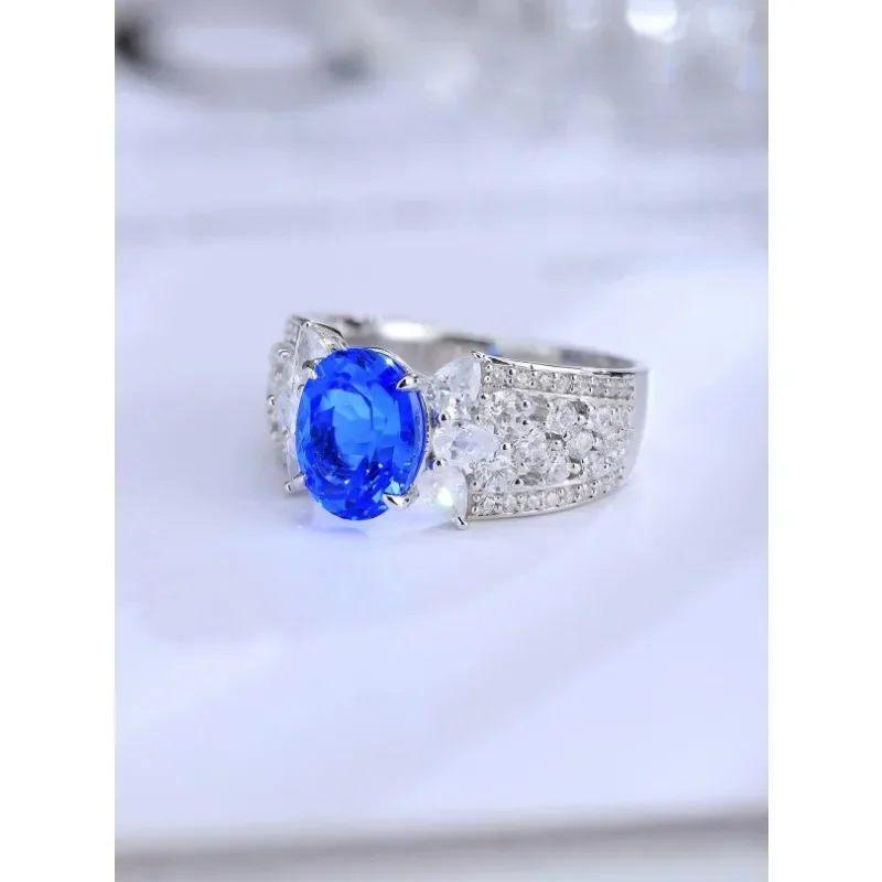 RUIF 2024 Hot Sale 925 Silver 2.42ct  Lab Grown Cobalt Spinel Sapphire Gemstone Men's Ring Jewelry Personalized Fashion Gift