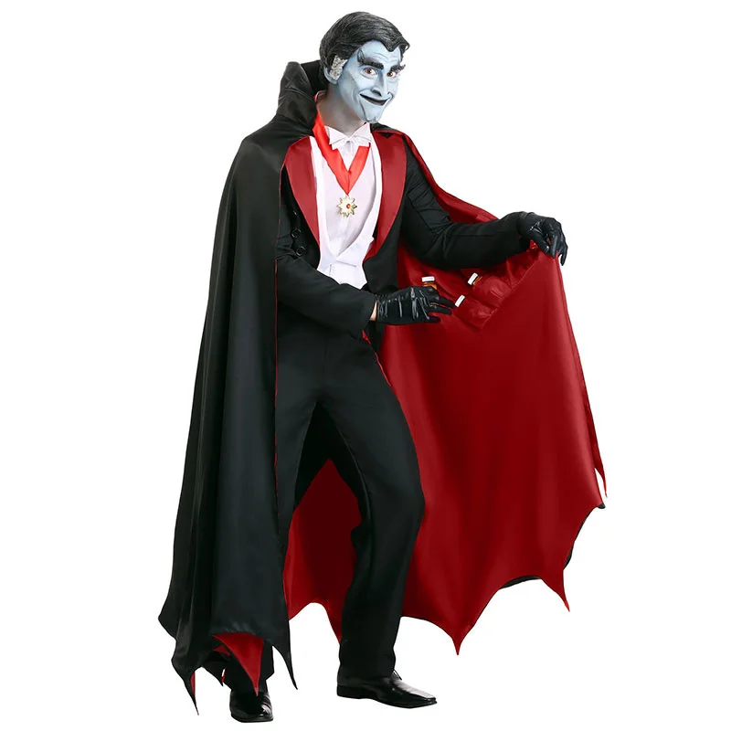 Capas adultas de vampiro, Robes encapuzados, Corpo Inteiro, Preto, Vermelho, Manto Deluxe Halloween