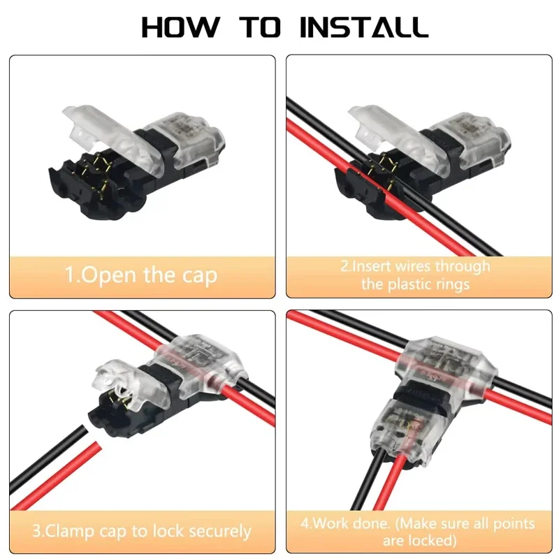 5/10Pcs 2Pin Pluggable Wire Connector Quick Splice Electrical Cable Crimp Terminals for Wires Wiring 8-22AWG LED Car Connectors