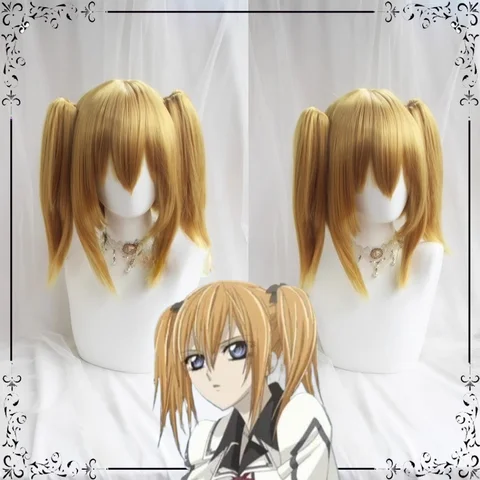 Vampire Knight Touya Rima Cosplay Synthetic Hair Headwear Gold Wig With Double Ponytails