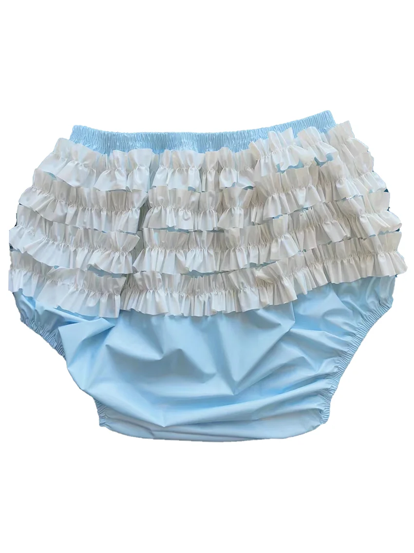 LanggKee Haian Baby  PVC  Frilly Pull-on Plastic Pants Color Blue