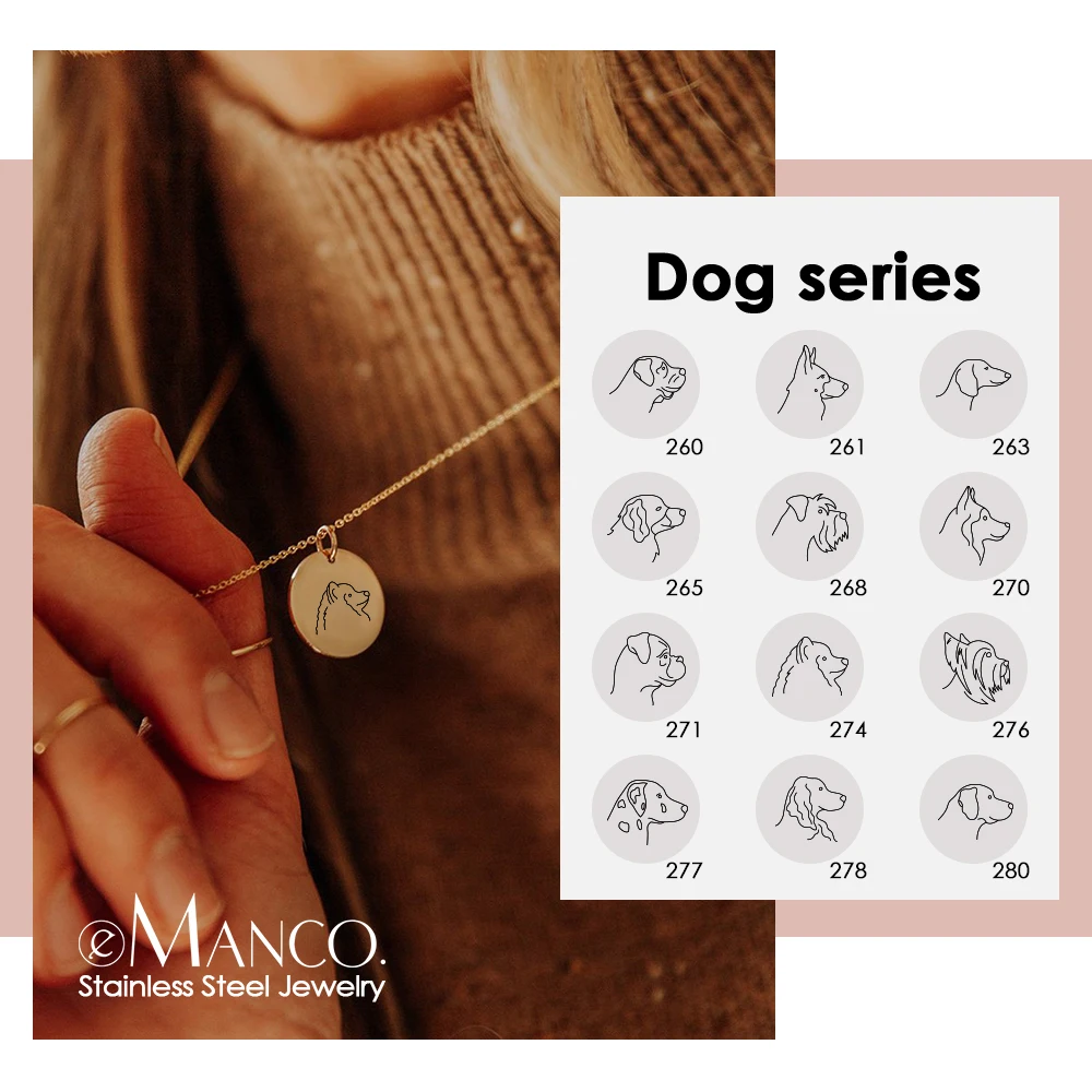 eManco Cute Dog Custom Engraved Necklace Labrador Golden Retriever German Shepherd Teddy Handpicked Gifts Happiness Family