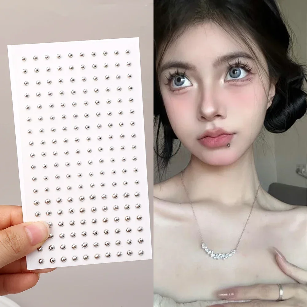 Silbrige gefälschte Lippen-Augenbrauen-Ohr-Aufkleber, nicht durchbohrt, Ohrstecker, Teenager, Hip-Hop, gefälschte Nasennägel, Ring, Körper, Bauchnabel-Schmuck – Detail 2