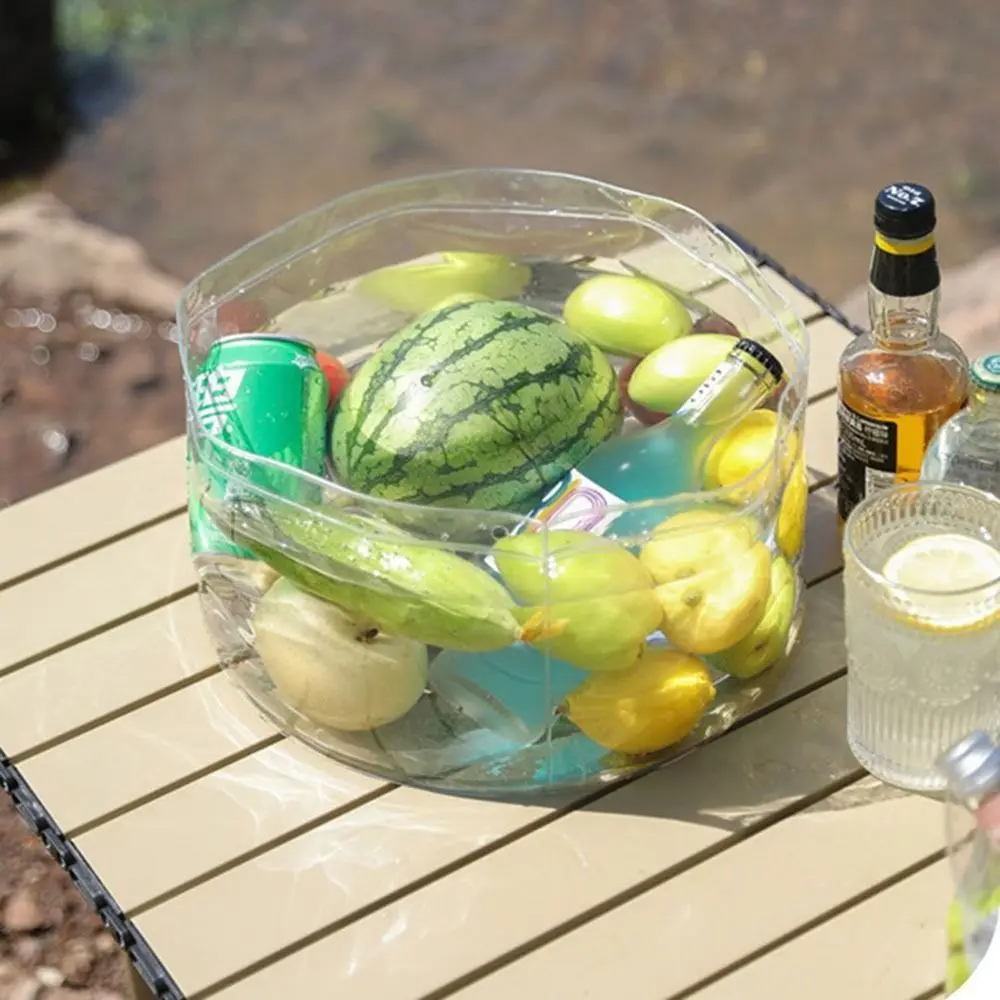 

4Pcs Clear Outdoor Folding Water Basins PVC Foldable Transparent Ice Bucket Large Capacity Round Washing Up Bowl Hiking