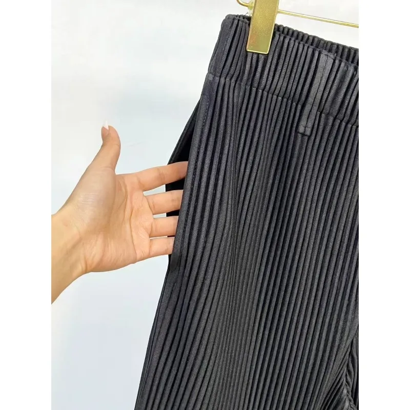 Miyake Pleated Slit Pants Men 2025 Spring and Summer New Fashion Versatile Slim Pants Solid Color Simple Japanese Original