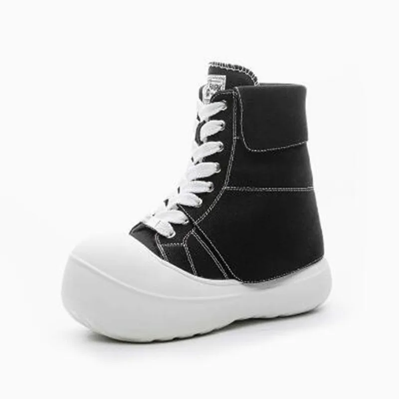 13cm Denim Wedges Sneakers Canvas Platform Autumn Spring Hidden Heels Cowboy Women Ankle Boots New Fashion Kawaii Women Shoes