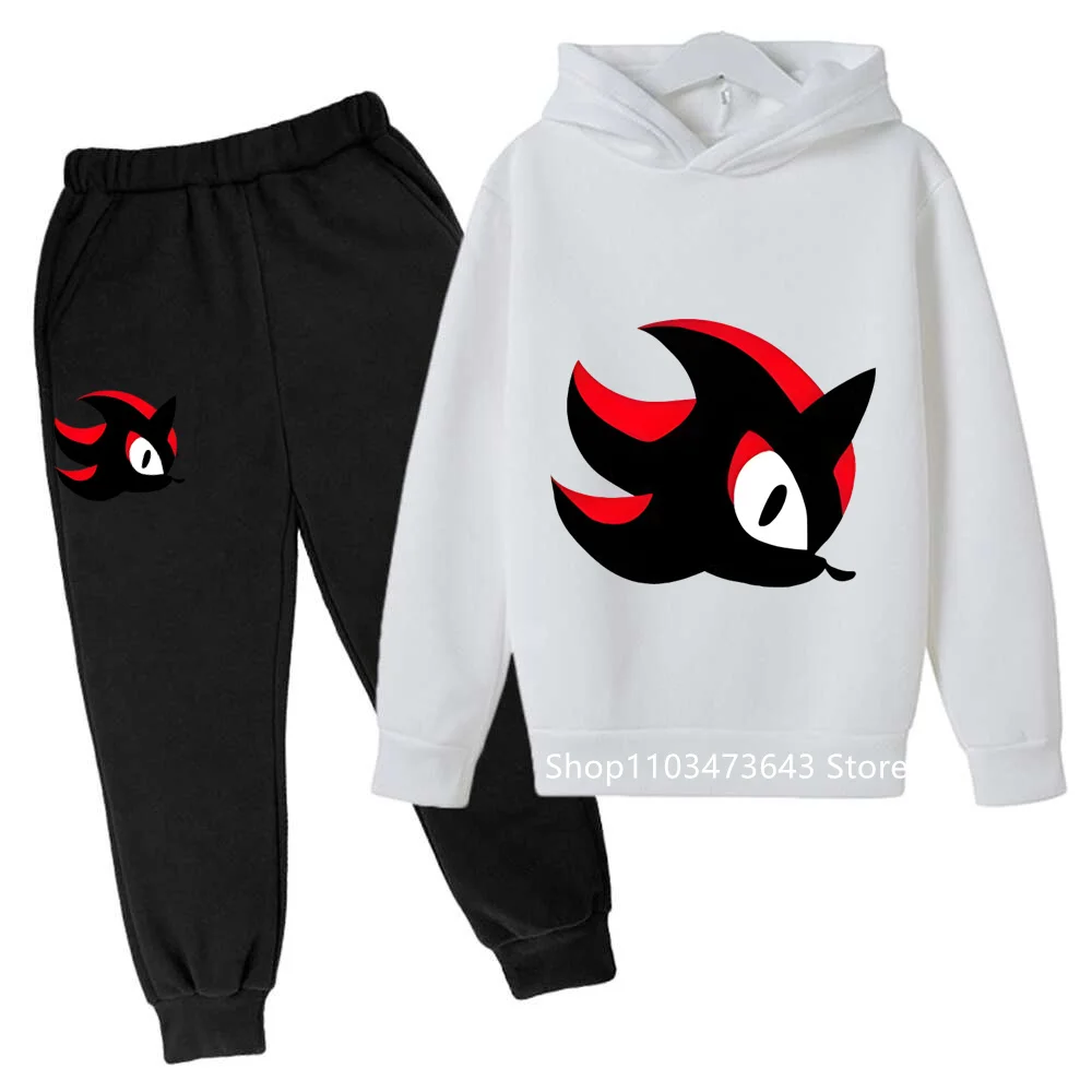 Sonics sweat à capuche pour enfants pantalon costume mode Anime sweats à capuche garçon lettre sweats décontracté impression dessin animé survêtement pulls
