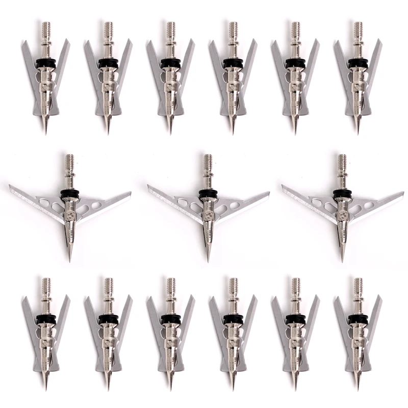 12Pcs 100 Grain Arrowhead Tips Archery Point Hunting Broadheads with Plastic Case for Outdoor Shooting