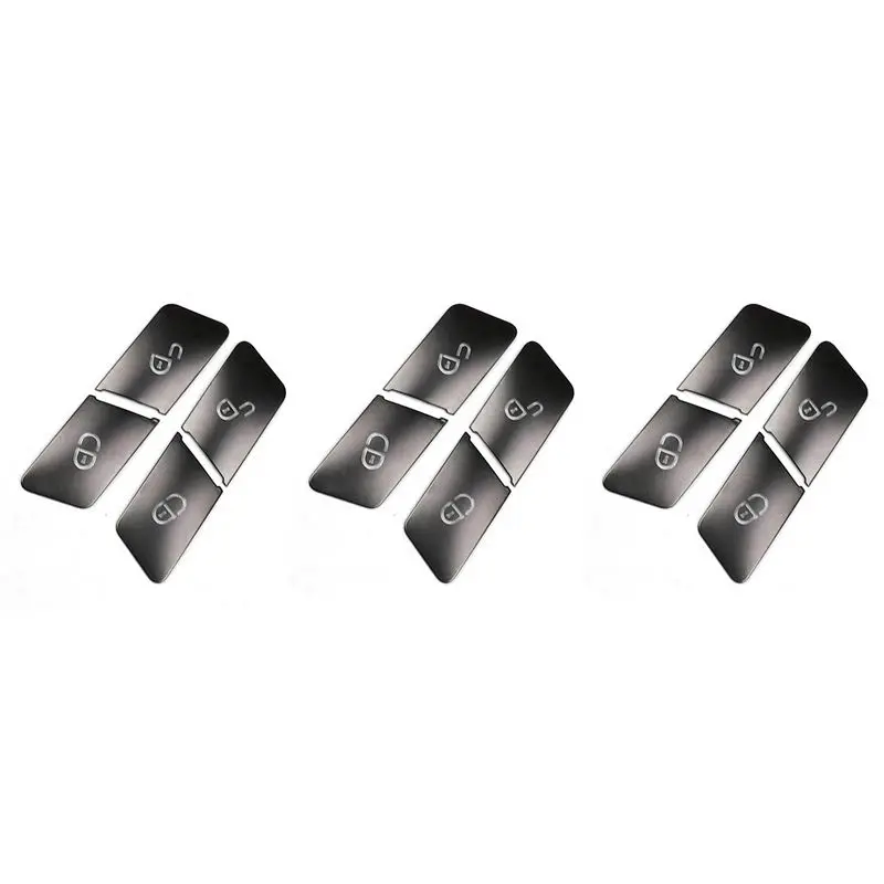 Durable 12Pcs Car Door Seat Memory Lock Switch Button Stickers Cover Trim For Mercedes Benz C E Class GLK GL ML W204 Accessories