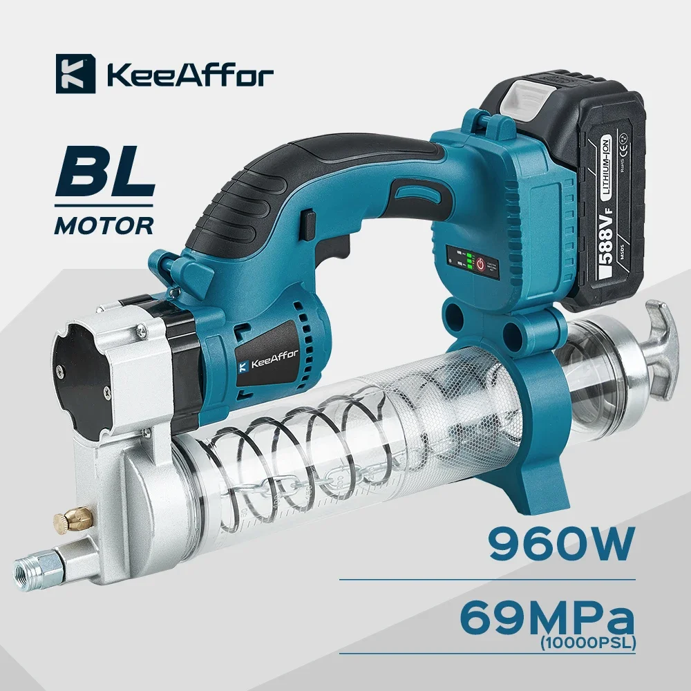 

KEEAFFOR 10000PSL 960 Вт Бесщеточный электрический смазочный пистолет Беспроводной автомобильный смазочный масляный электроинструмент высокого давления для батареи Makita 18 В