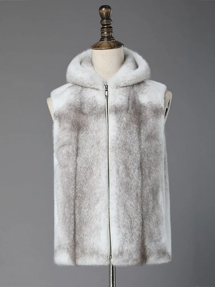 Men's Sleeveless Hooded Jacket, Synthetic Leather Warm Thermal Vest, Fleece Flannel Coat, Sponge Polar Vest for Autumn 2025