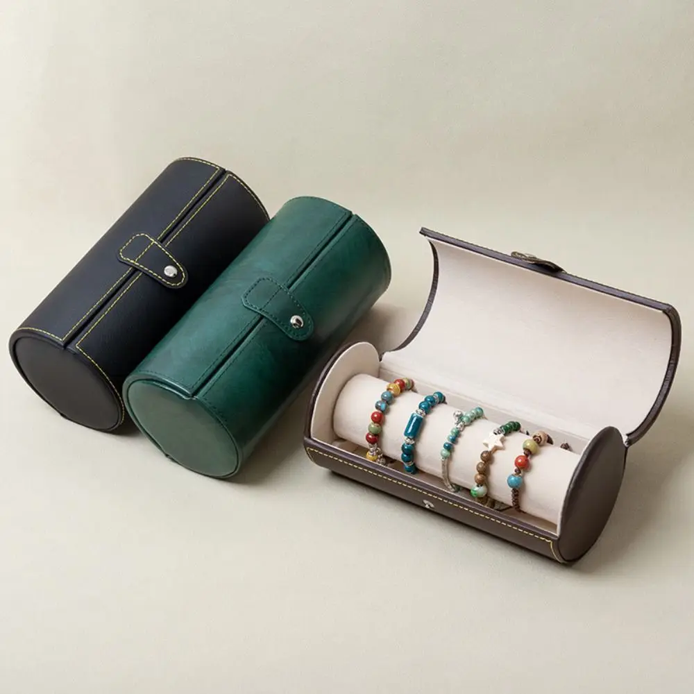 

Portable Watch Roll Travel Case Vintage Cylindrical Wristwatch Holder Compact Thickened Watch Display Box Antique Collection