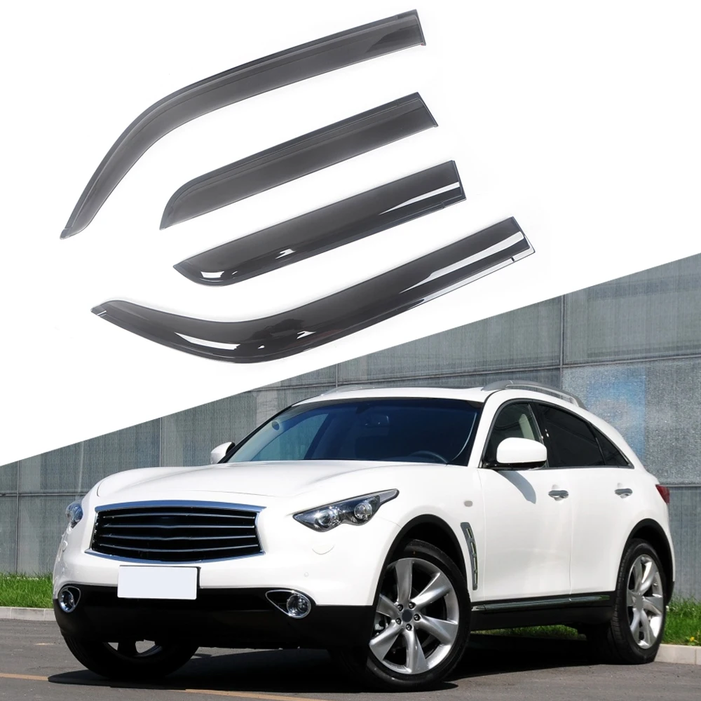 

For Infiniti FX35 FX37 FX50 2009-2016 Black Tinted Car Side Window Visor Guard Vent Awnings Shelters Rain Guard Door Ventvisor