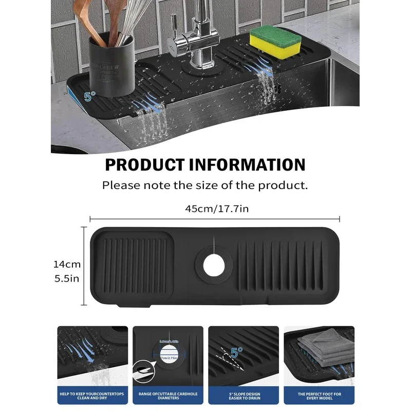 Kitchen Faucet Splash Pad Silicone Sink Guard Multipurpose Countertop Protector Kitchen Gadgets
